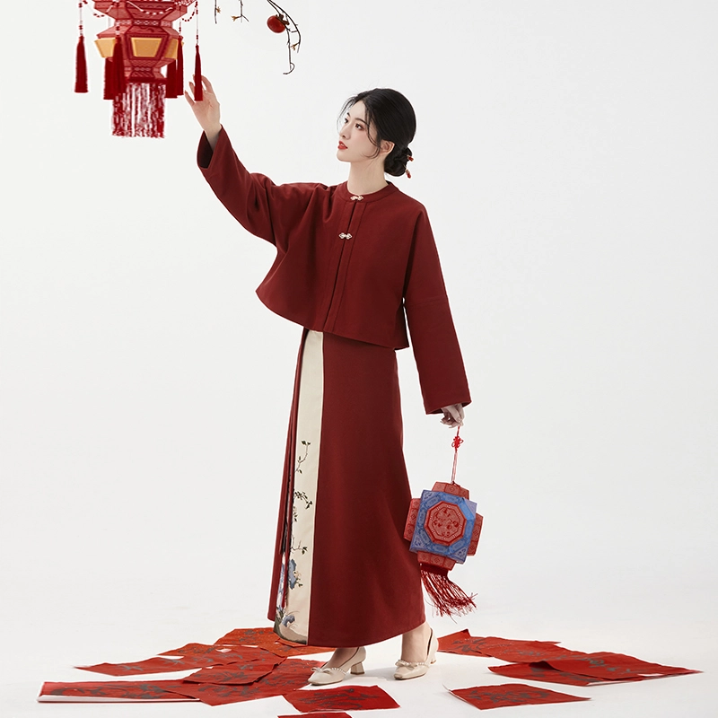 织造司 原创宋制汉服适合参加定婚礼女装穿搭圆领短袄旋裙套装汉服 女款