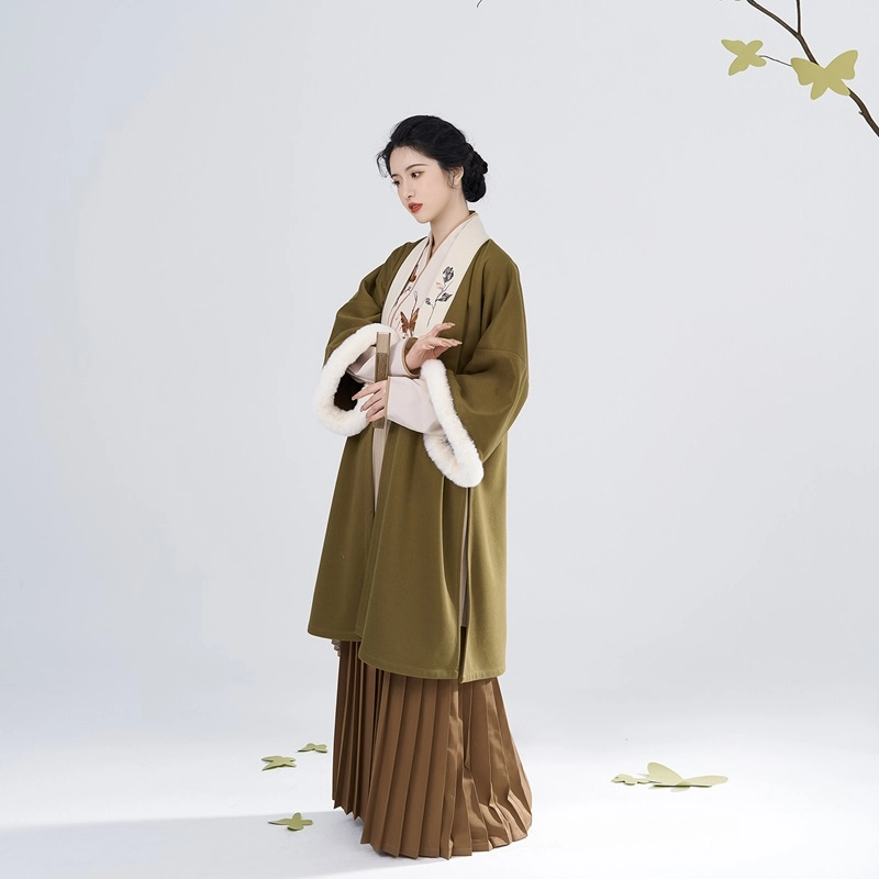 浮蝶织造司原创宋制汉服绣花长干寺飞机袖改良汉元素合围裙褶裙女