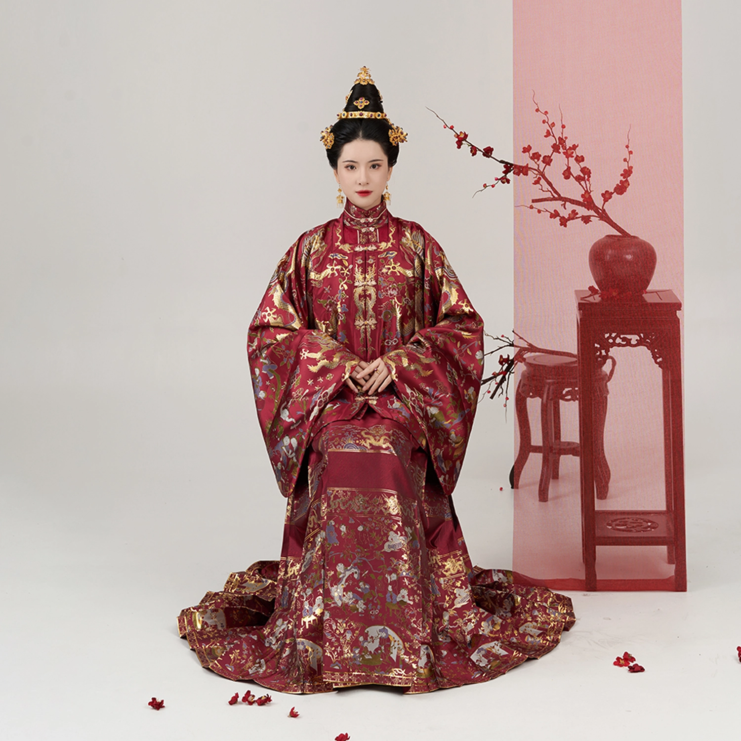 织造司 [永永其祥] 华彩东方秀款方领袄子对襟衫马面裙红色订婚服敬酒服汉服 女款
