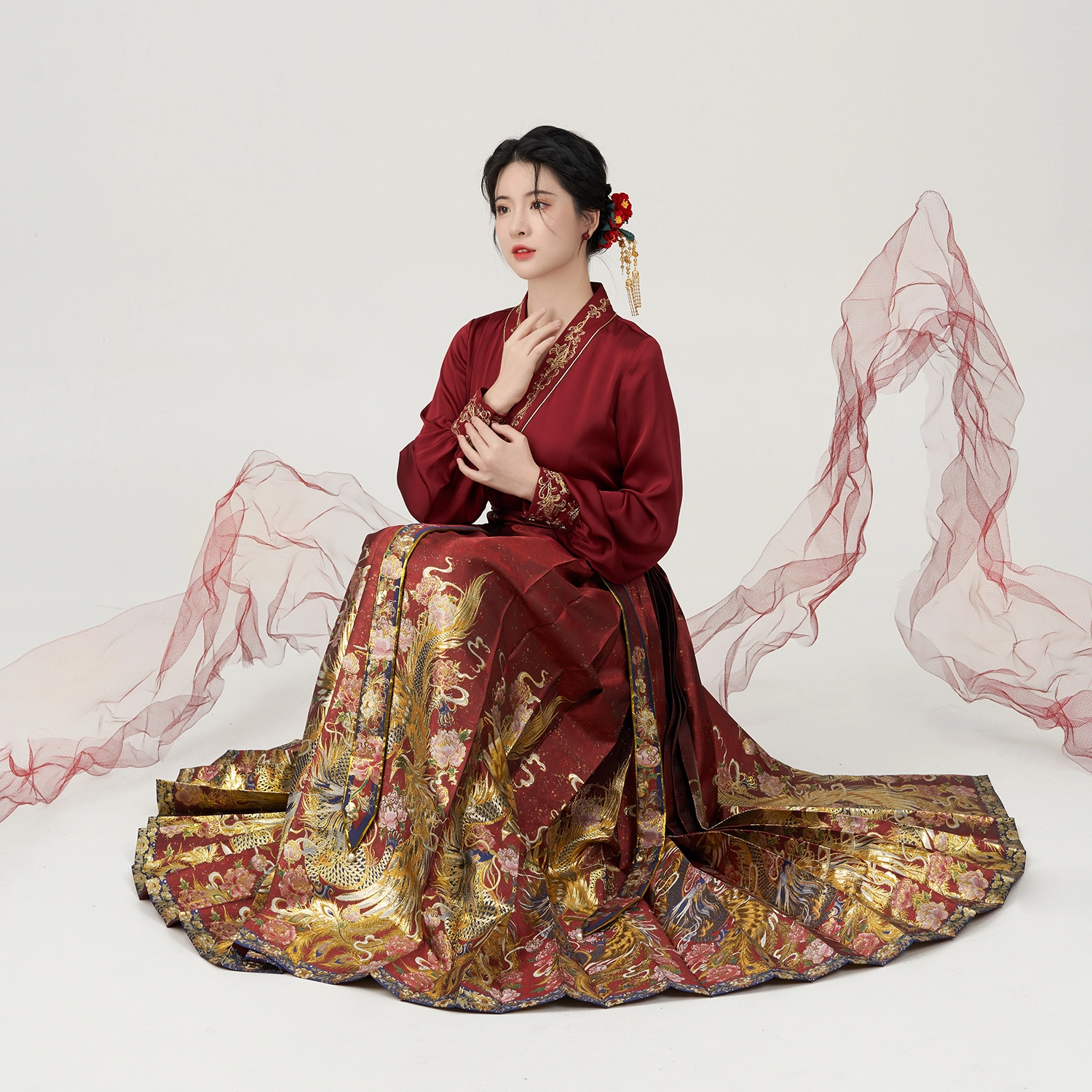 织造司 锦凤红色婚服、敬酒服寓意龙凤呈祥汉服 女款