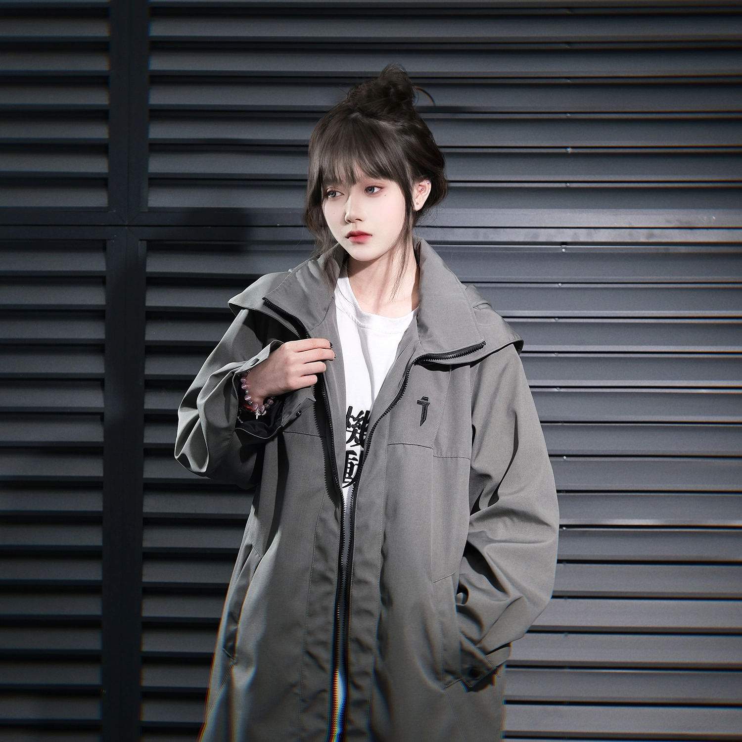 吉业重工 机能风双拉链长袖欧夹克 男女同款