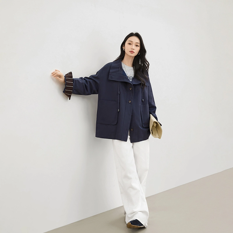 潞优野 时髦宽松小个子外套风衣 女款