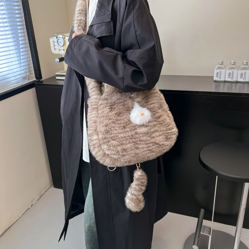 雅鹿 软萌可爱猫咪百搭 织物 单肩包 女款 多色