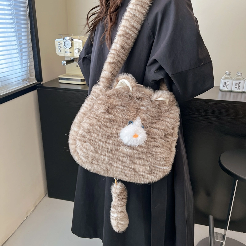 雅鹿 软萌可爱猫咪百搭 织物 单肩包 女款 多色
