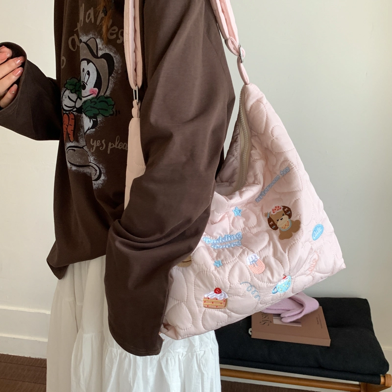 布依诺 可爱毛绒小狗上课托特包通勤 布 单肩包 常规 女款 多色