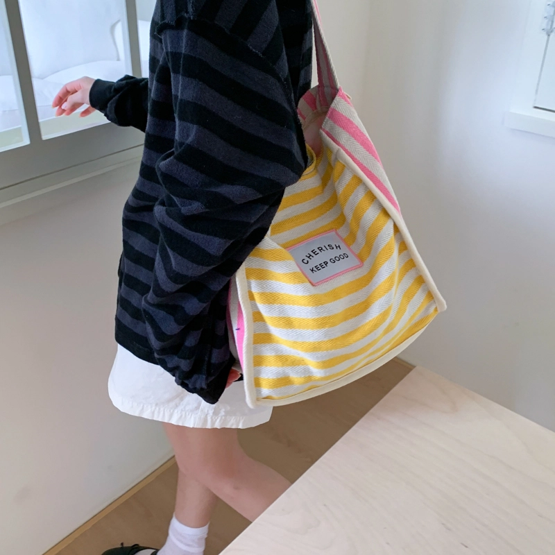 布依诺 韩系时尚撞色多巴胺百搭上课通勤 帆布 帆布包单肩包 女款 多色
