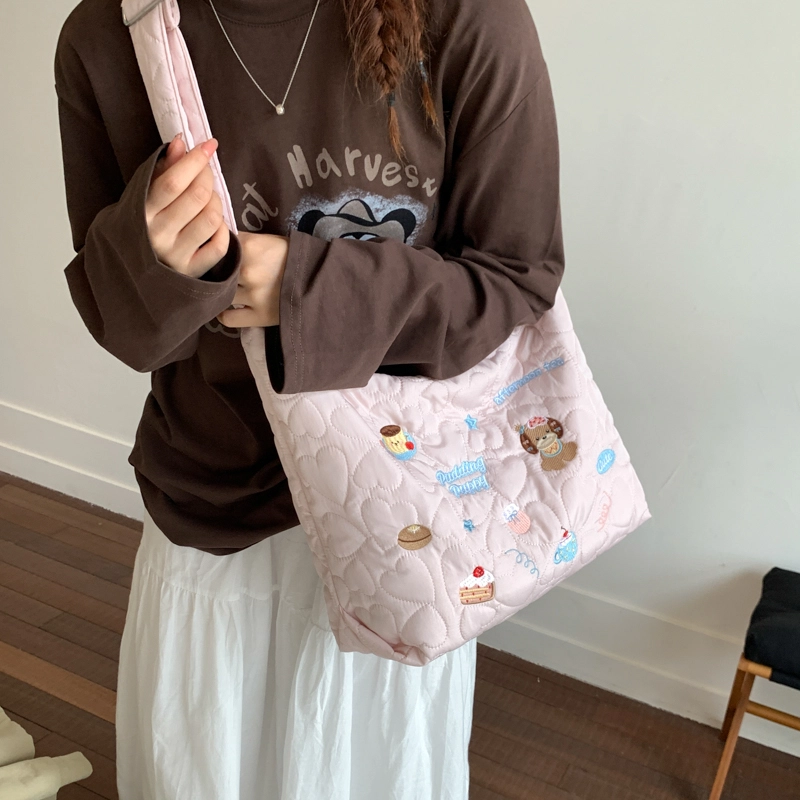 布依诺 可爱毛绒小狗上课托特包通勤 布 单肩包 常规 女款 多色