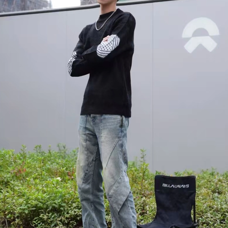 捷帕 保暖舒适仿水貂绒长袖打底衫圆领套头撞色拼接学生青年日常休闲通勤简约百搭基础款针织衫 男女同款