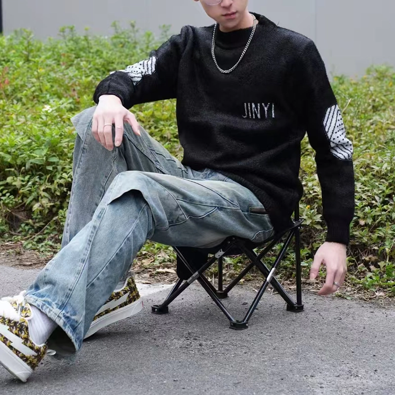 捷帕 保暖舒适仿水貂绒长袖打底衫圆领套头撞色拼接学生青年日常休闲通勤简约百搭基础款针织衫 男女同款