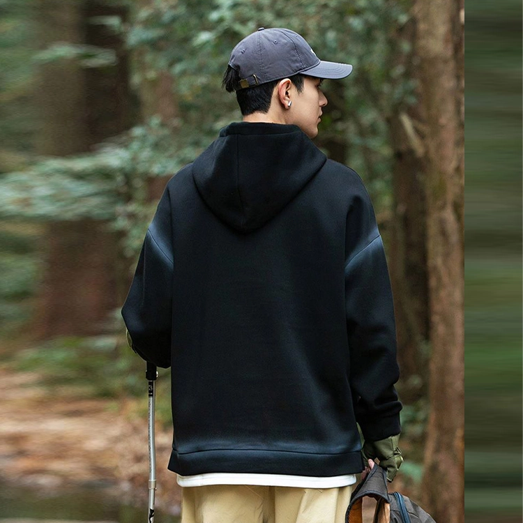 捷帕 美式复古假两件重磅扎染连帽百搭宽松长袖卫衣 男女同款