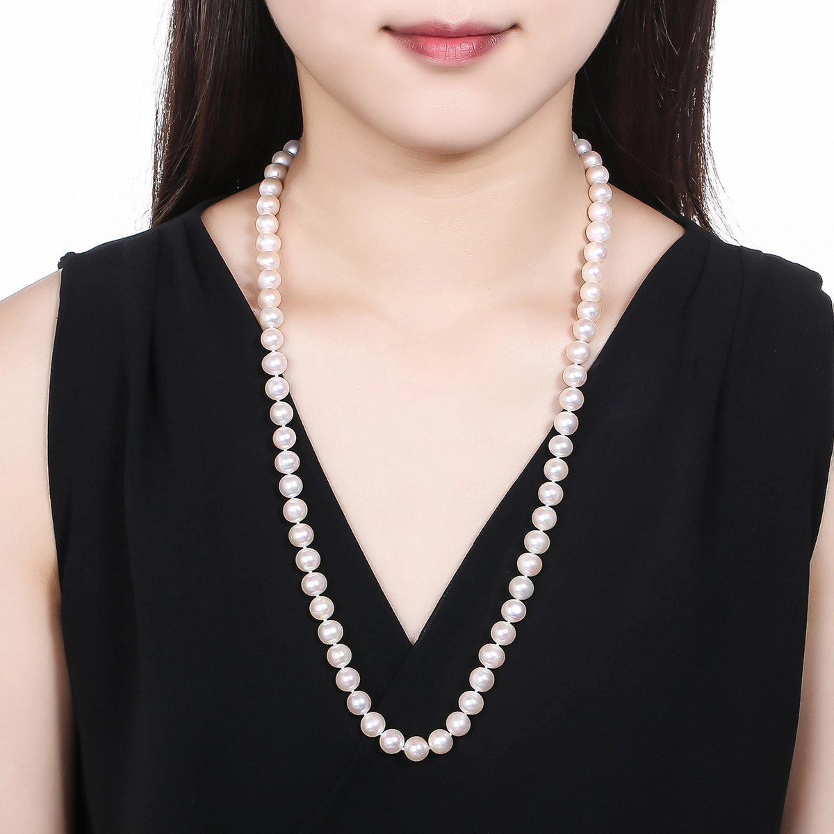 珍珠皇后 长链 近圆 淡水珍珠 珍珠项链 女款