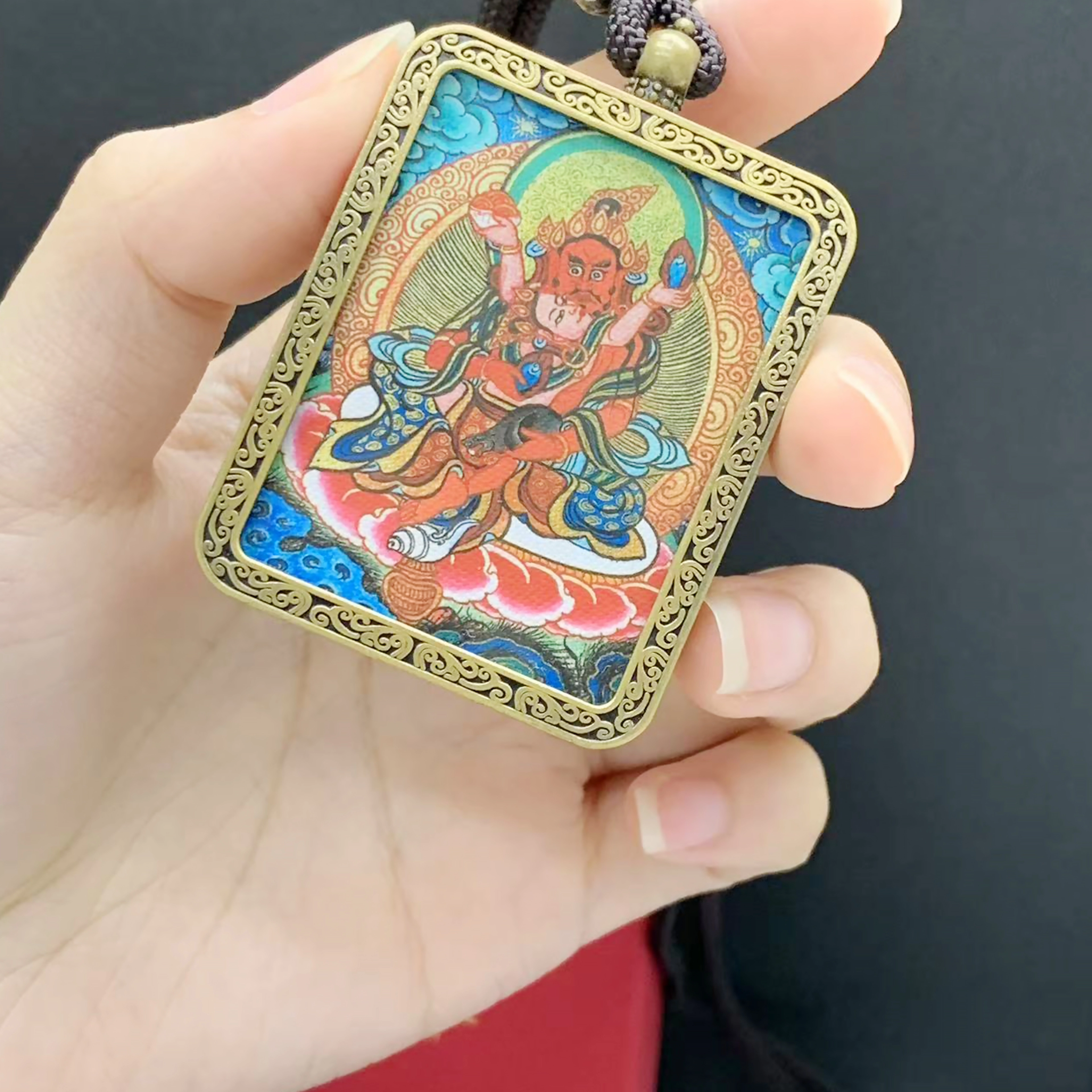【暴富】 正大福 红财神唐卡 财运滚滚一帆风顺新中式复古国潮唐卡白财神诸事顺利藏式助你光速上岸复古编绳# 琉璃 项链 男女同款情侣款