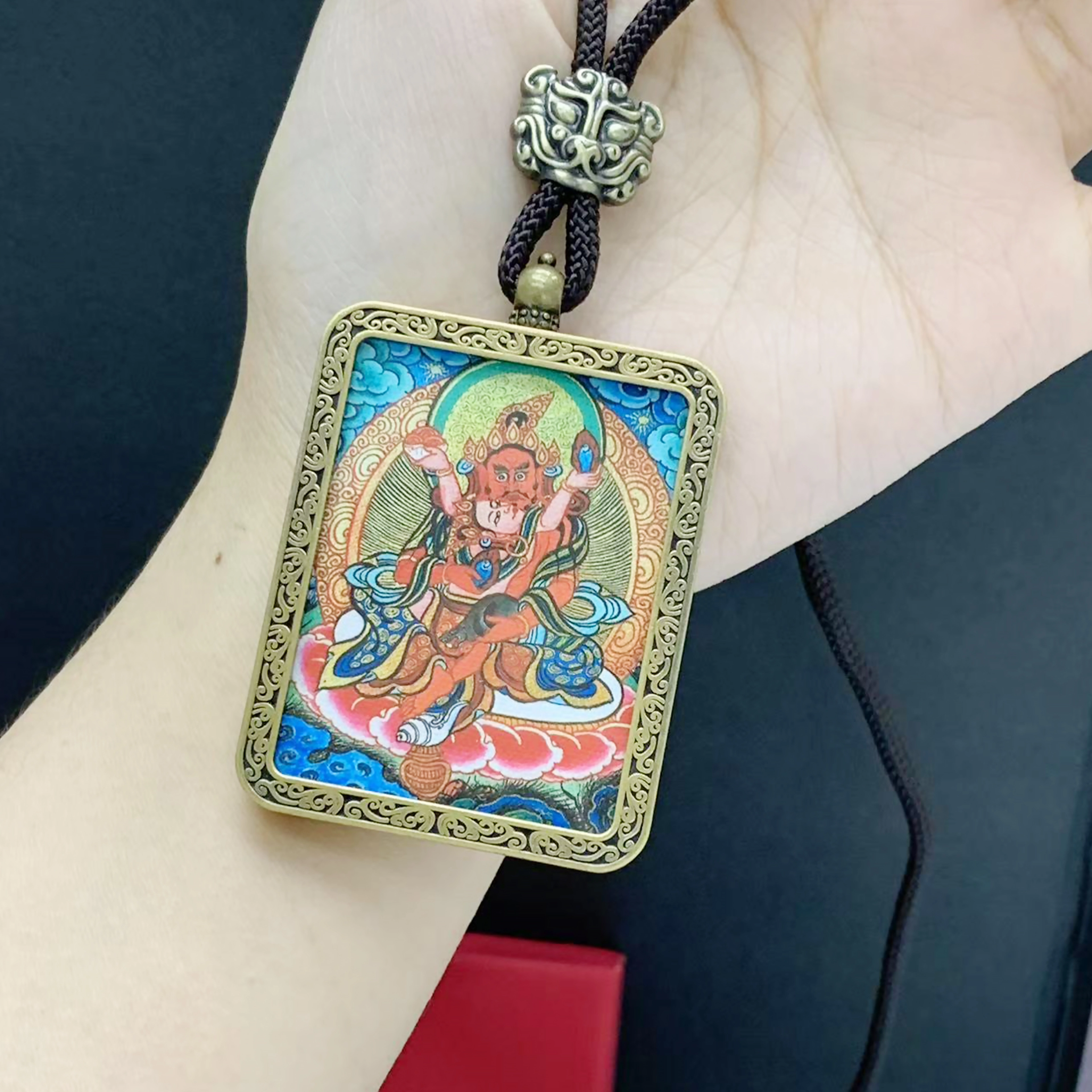 【暴富】 正大福 红财神唐卡 财运滚滚一帆风顺新中式复古国潮唐卡白财神诸事顺利藏式助你光速上岸复古编绳# 琉璃 项链 男女同款情侣款