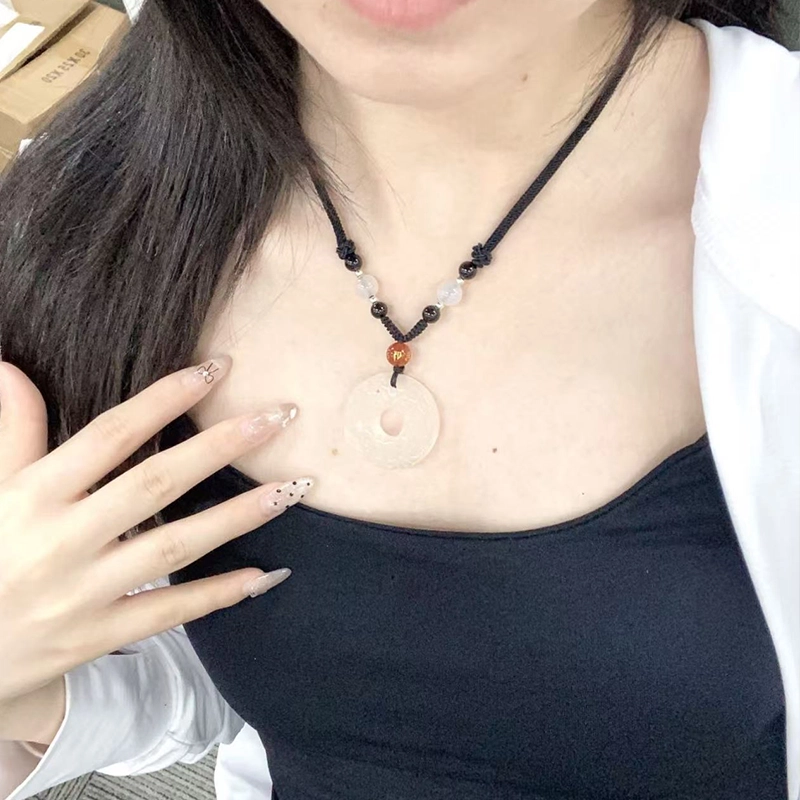 【赠手机贴】 华髻 新中式本命年 貔貅平安扣 招财纳福转运 小众设计百搭简约风格 玉髓 项链 男女同款情侣款