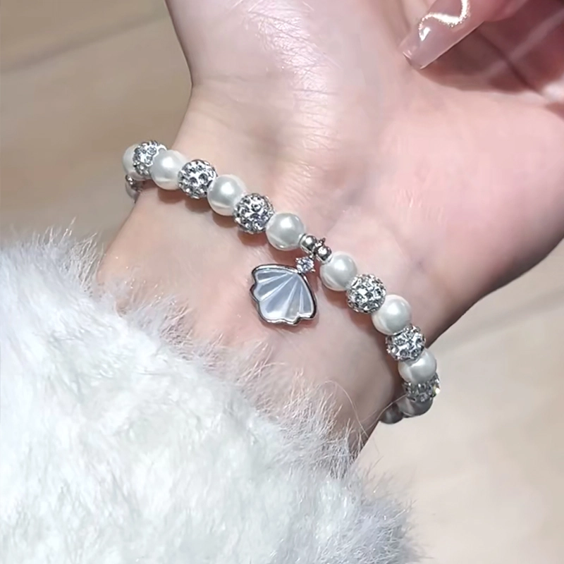【赠金手机贴】 华髻 珍心闪耀贝壳 小众设计高级感轻奢浪漫优雅 温婉精致时尚气质百搭 玉髓 手链 男女同款情侣款