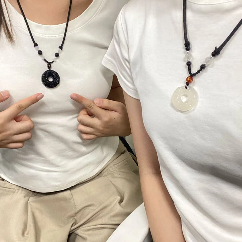 【赠手机贴】 华髻 新中式本命年 貔貅平安扣 招财纳福转运 小众设计百搭简约风格 玉髓 项链 男女同款情侣款
