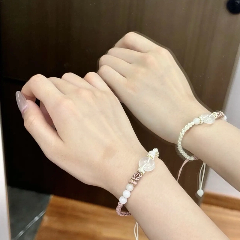 【赠金手机贴】 华髻 如意平安扣 新中式国风招财纳福转运上岸本命年 小众设计高级感简约百搭通勤 玉髓 玉石手链 男女同款情侣款