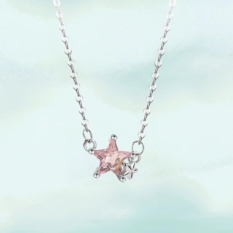华髻 甜美星星 创意设计闪钻星星 甜妹小众 轻奢感高级感可爱甜美森系学院 铜 项链 女款