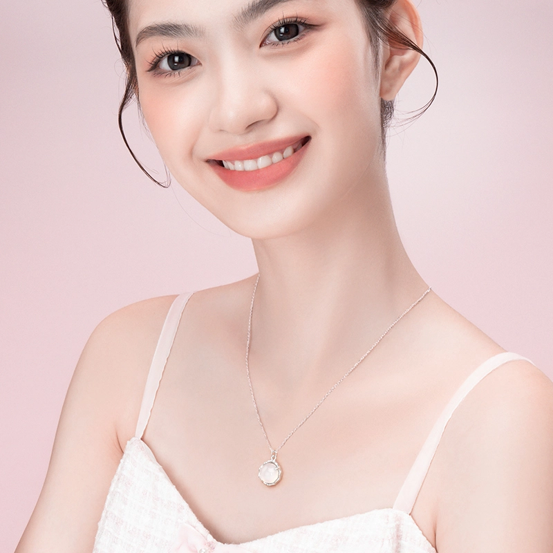 【好运加持】中国黄金 珍·尚银 连荔枝 白月光荔枝冻吊坠 净化能量 时来运转小众轻奢礼盒 上岸 水逆退散 白水晶 项链 女款