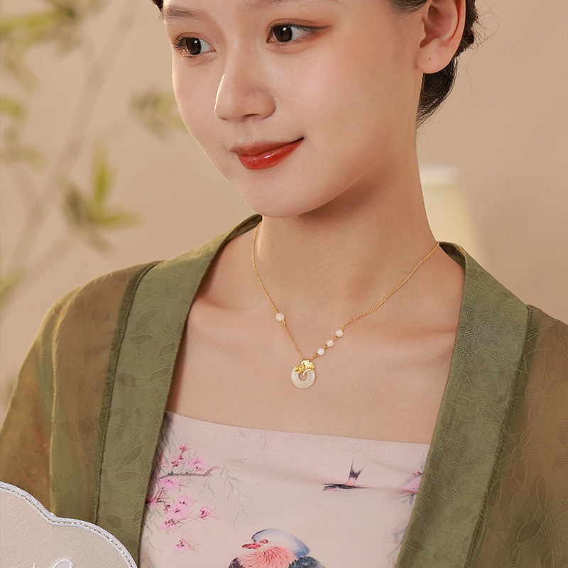 珍·尚银 和其有杏 和田玉 和田玉项链 女款 白玉