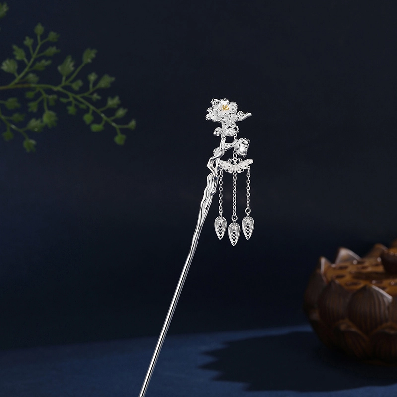 歌澜 十二月花神 新中式 古风 步摇流苏盘发 小众轻奢设计感 简约精致通勤穿搭 发簪 女款 礼盒