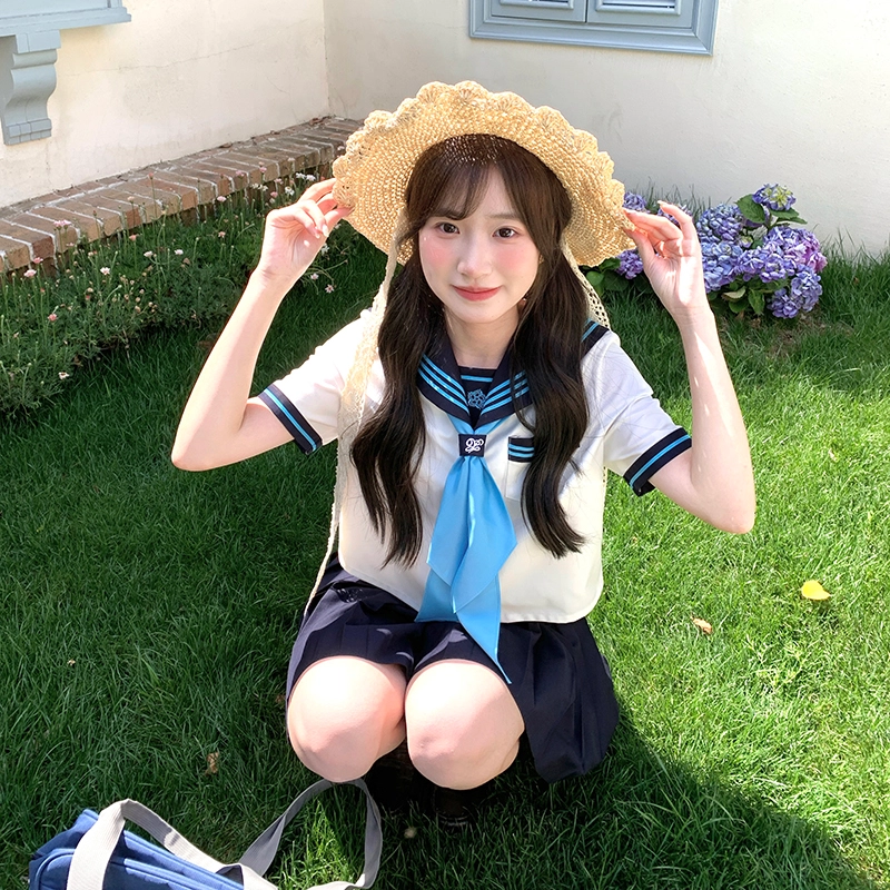 东鲸岁时记 水手服清新甜美可爱学院风海军领短袖上衣制服 女款