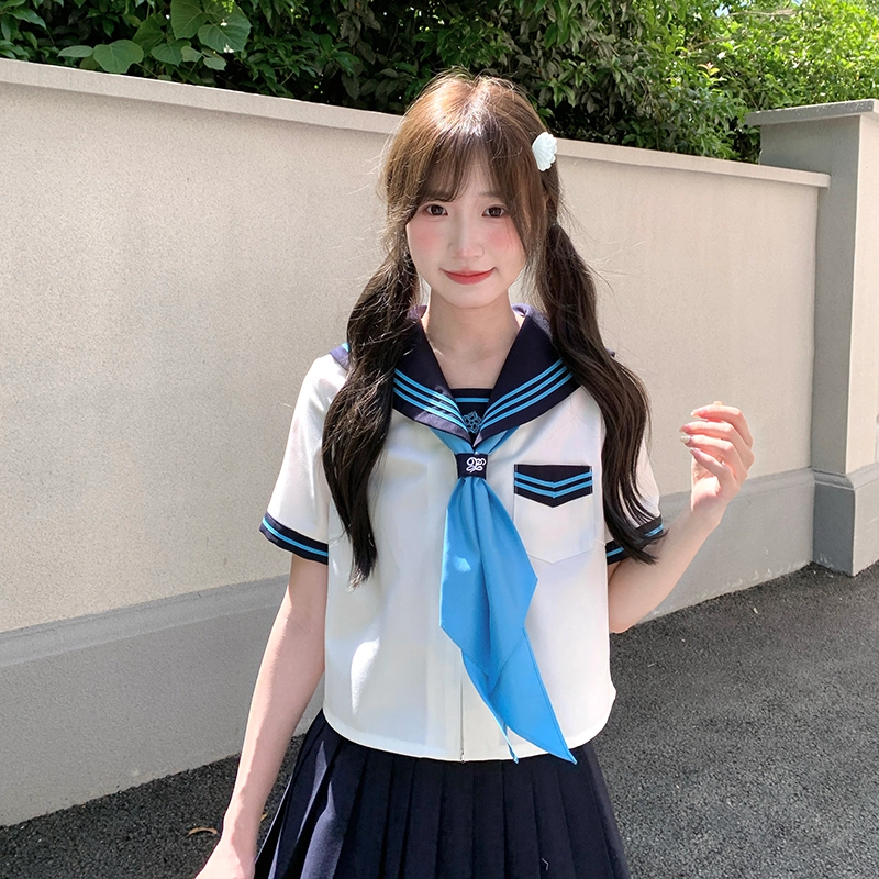 东鲸岁时记 水手服清新甜美可爱学院风海军领短袖上衣制服 女款