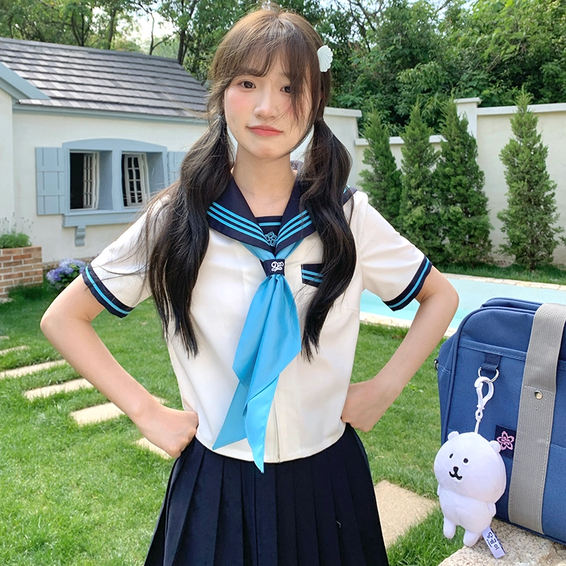 东鲸岁时记 水手服清新甜美可爱学院风海军领短袖上衣制服 女款