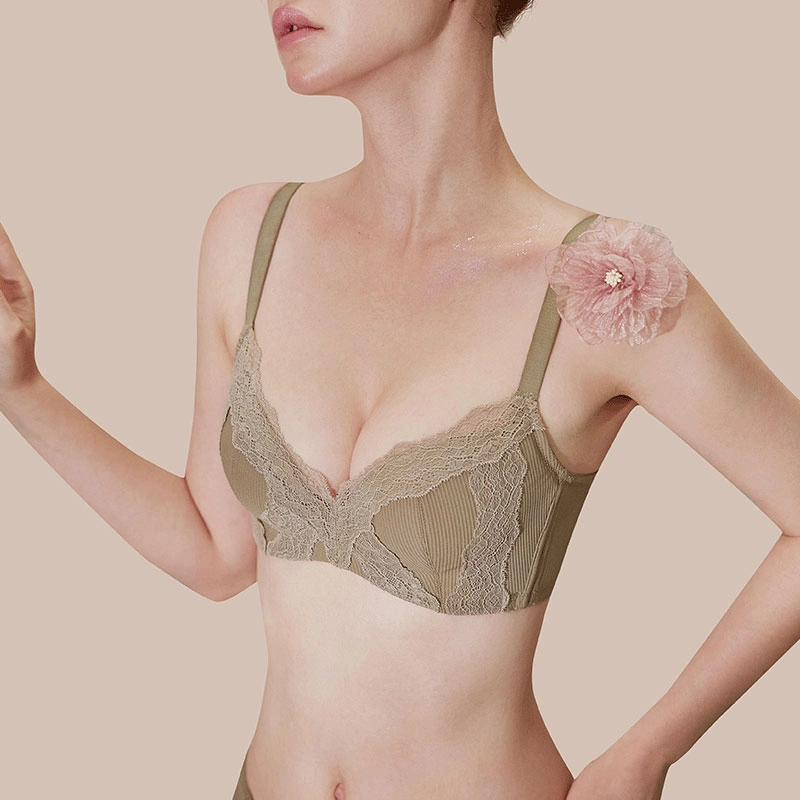 内在密码 内衣女小胸聚拢显大无钢圈收副乳防下垂纯欲性感蕾丝圆圆胸文胸罩