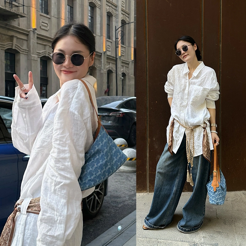 妙迪 牛仔 织物 单肩包 女款 丹宁蓝
