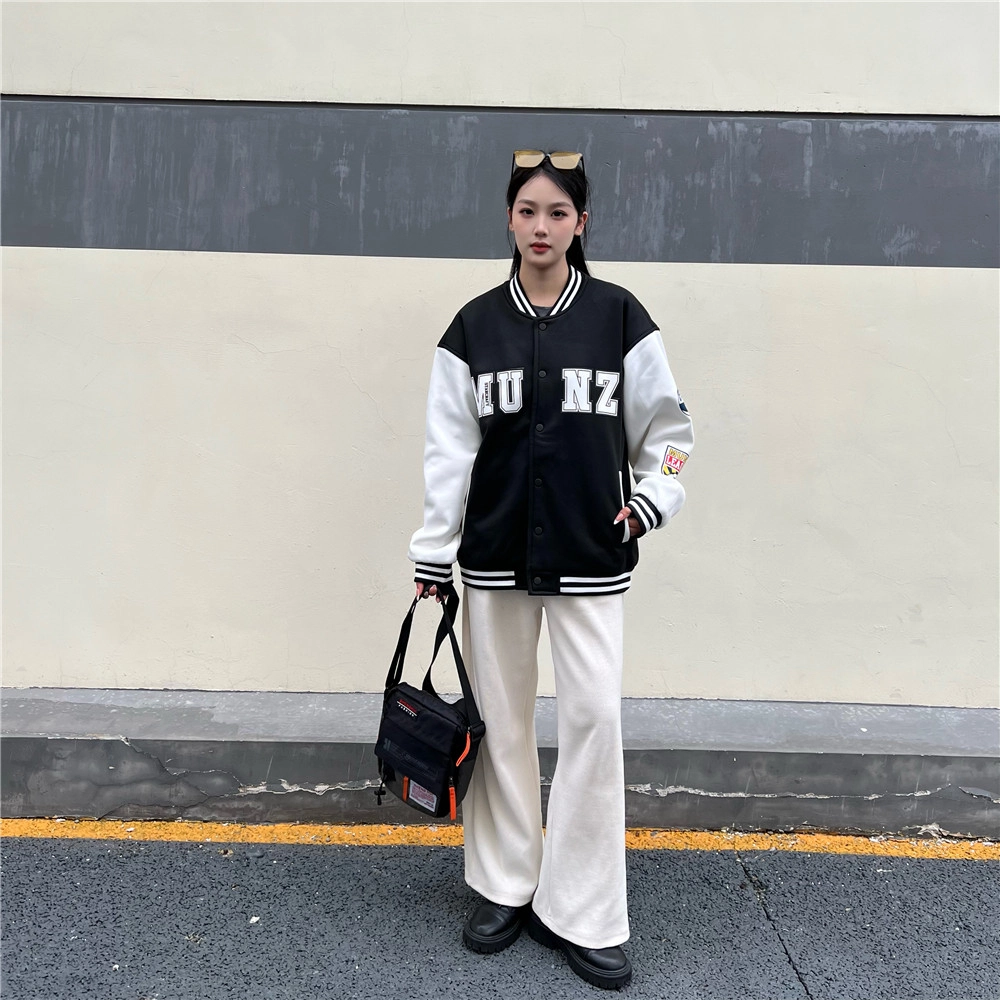 星际者 基础款字母印花潮流简约棒球服夹克时尚户外山系大口袋百搭工装裤休闲运动套装 男女同款