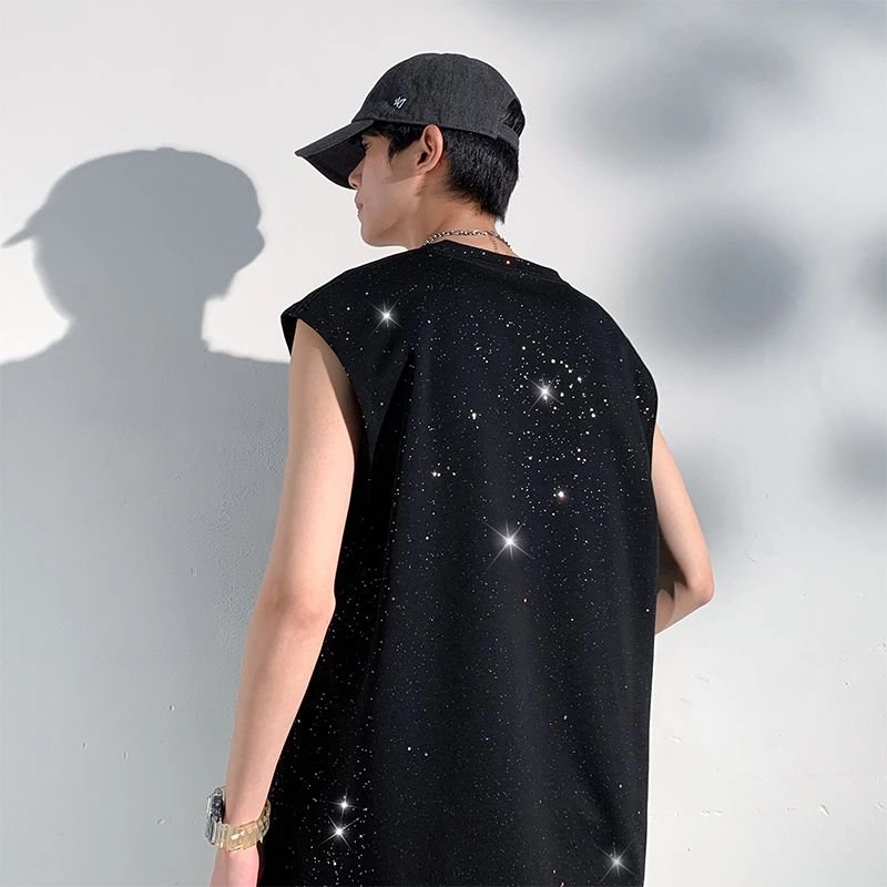 美式复古高街冰丝凉感学院风璀璨星空高级感设计纯色基础款运动跑步篮球健身日常通勤薄款速干宽松透气百搭休闲无袖背心 男女同款