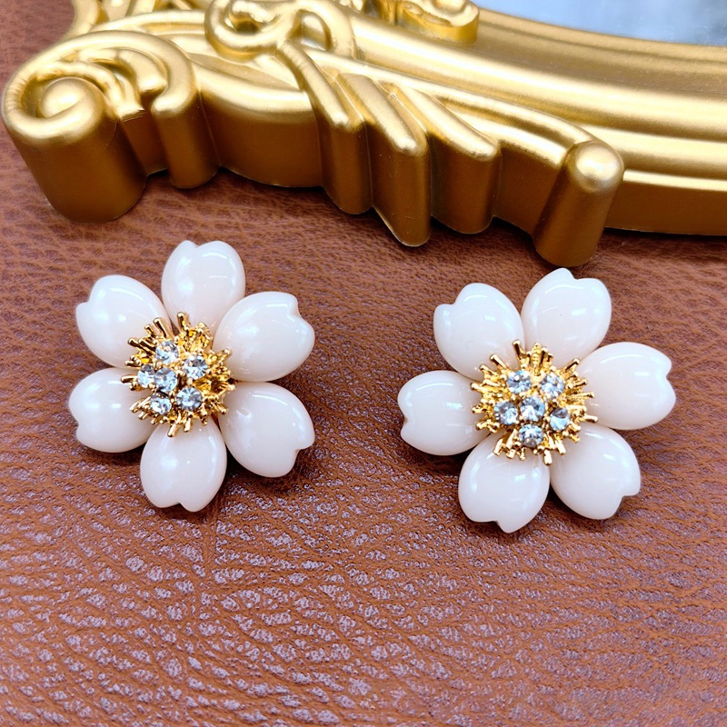 阡陌 法式花朵优雅独特 高级感精致中古 轻奢时尚复古设计感 合金 耳环 女款