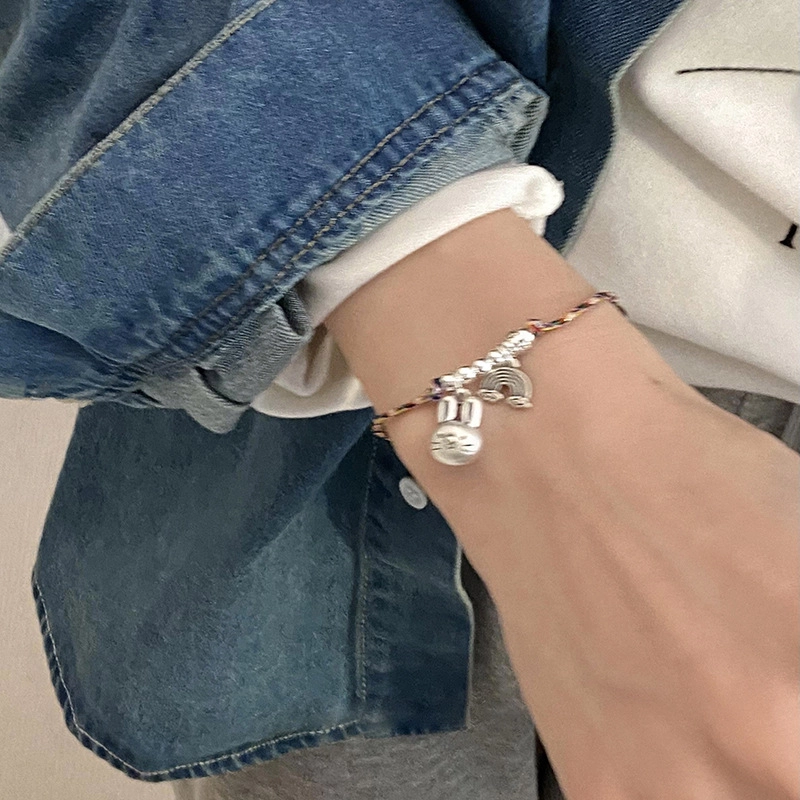 阡陌 兔子手工编织手绳 日韩甜美可爱少女编织手绳 精致简约时尚 小众设计感 女友闺蜜礼盒节日 织物 手链 女款