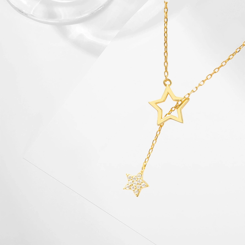 阡陌 星星流苏 轻奢时尚闪钻星星流苏镂空百搭精致简约时尚百搭小众高级设计感 礼盒 合金 项链 女款
