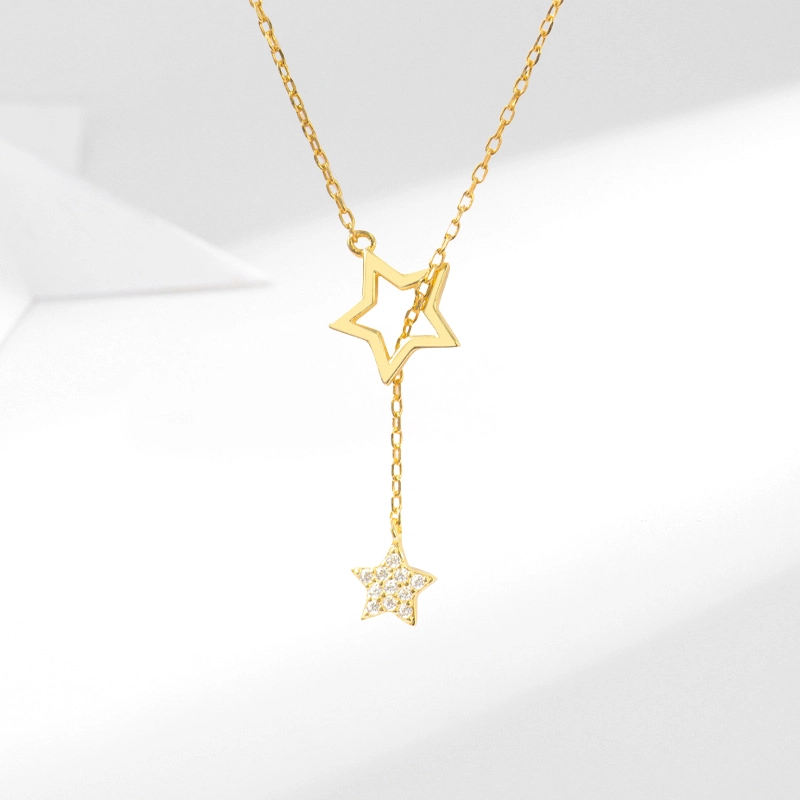 阡陌 星星流苏 轻奢时尚闪钻星星流苏镂空百搭精致简约时尚百搭小众高级设计感 礼盒 合金 项链 女款