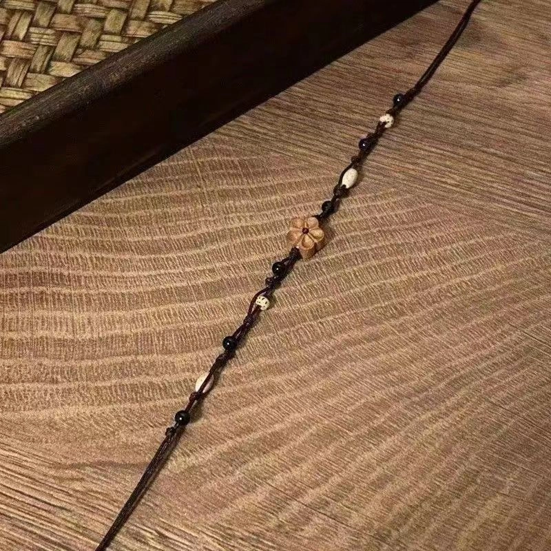 阡陌 木质桃花手绳 新中式复古编织木质手绳 简约精致时尚百搭小众高级 织物 手链 女款