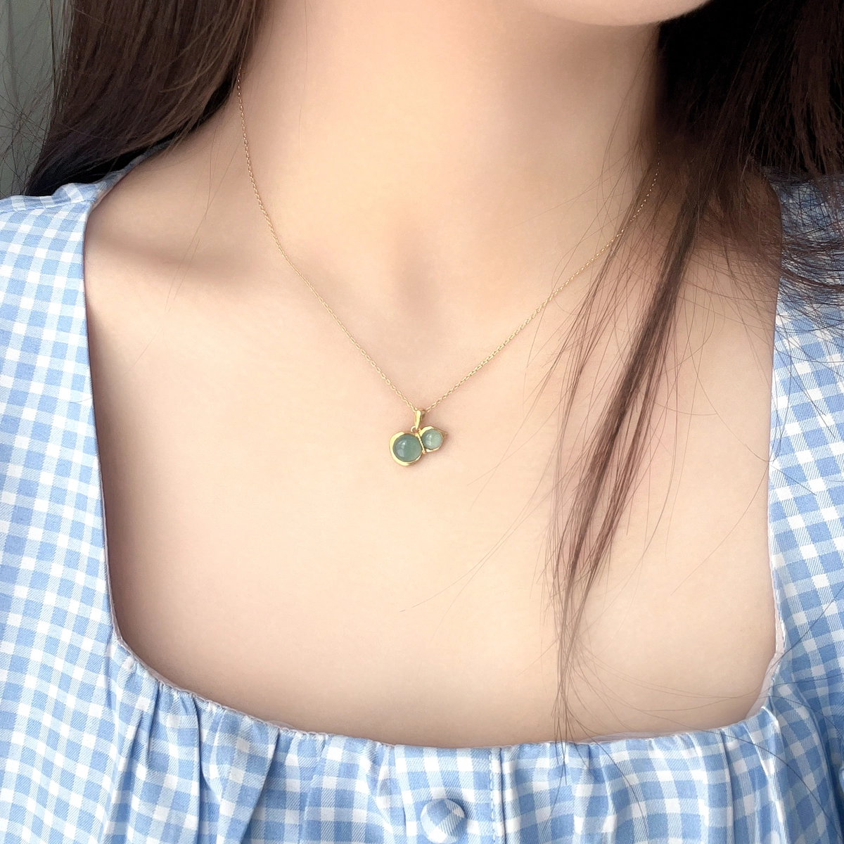 琳琯瑛 中国风镶嵌福禄 晴水葫芦 糯种 翡翠吊坠 女款