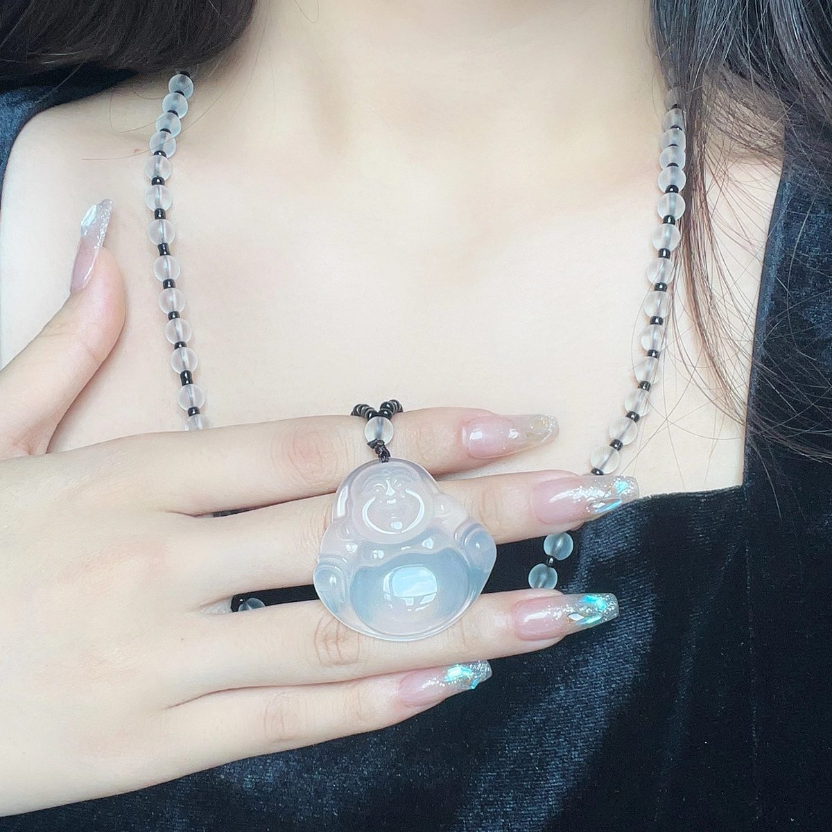 琳琯瑛 冰透荔枝 观音 玉髓 玉石吊坠 男女同款情侣款 玛瑙