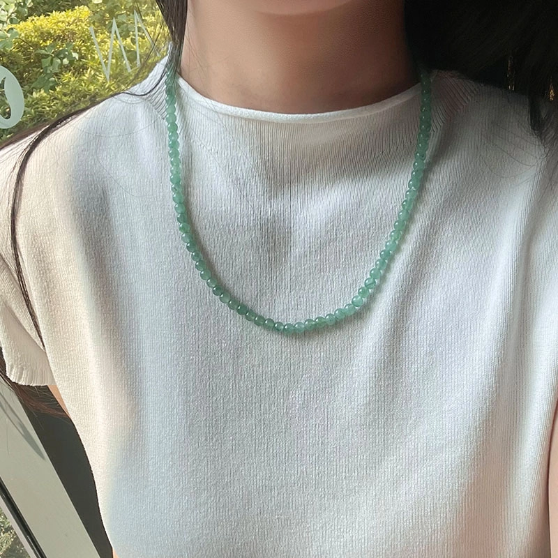琳琯瑛 新中式 冰绿小米珠天然 非洲翠 项链 女款