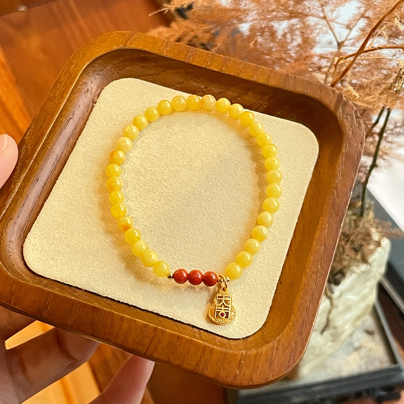 琳琯瑛 新中式 国风 小众 设计 高级感轻奢气质招财 福禄葫芦 蜜蜡 手串 女款