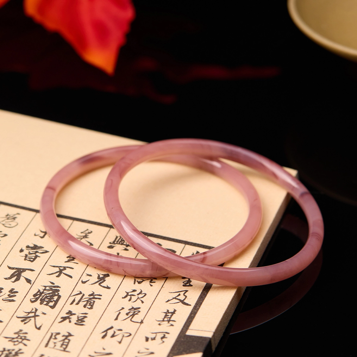 琳琯瑛 新中式国风细圆条显白春日彩色 琉璃 玉石手镯 女款
