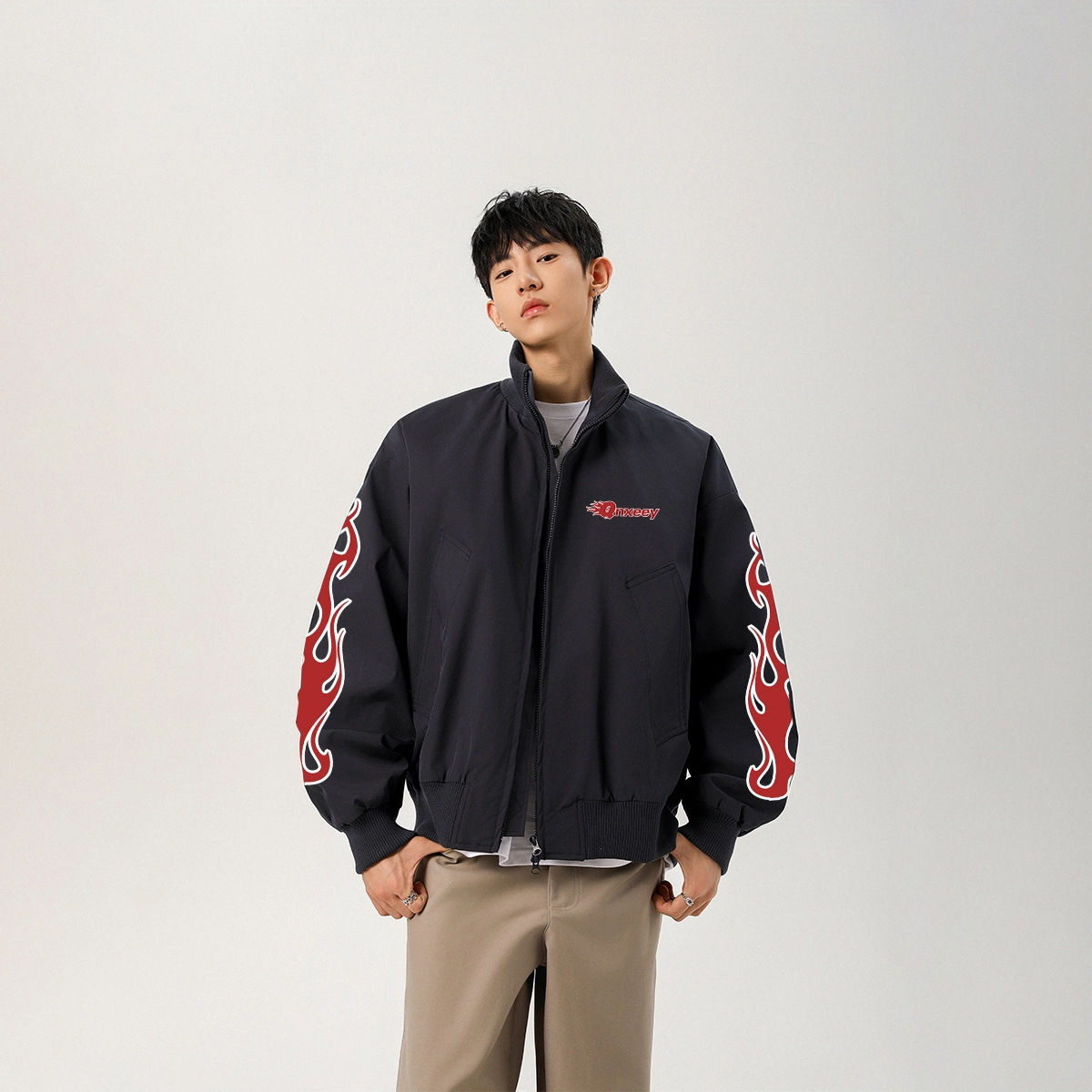 Qnxeey vibelogocleanfitbomber