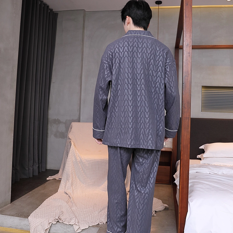 兰缪 德绒加厚发热保暖家居服睡衣套装 男款 图色