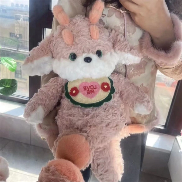 咔噜噜 围兜穿裙子角龙公仔毛绒玩具 小粉龙玩偶 布娃娃床上陪睡实用抱枕
