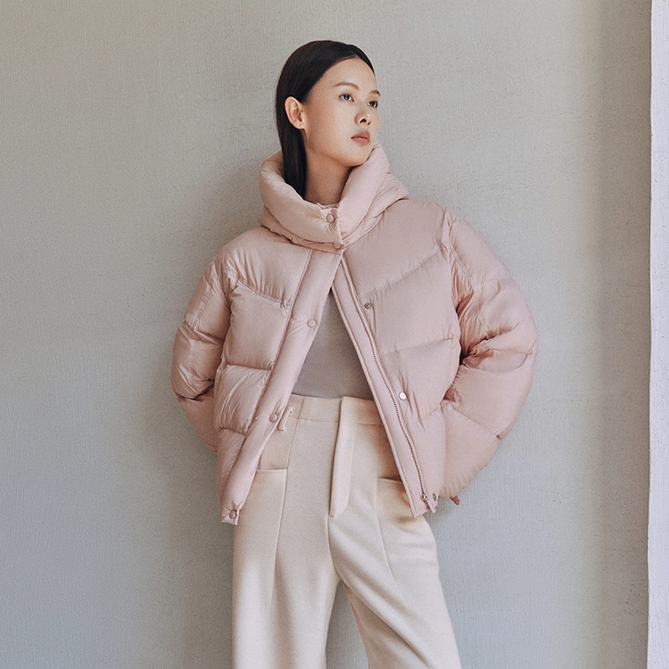 太平鸟 热气球保暖面包服外套连帽泡芙长款羽绒服 女款