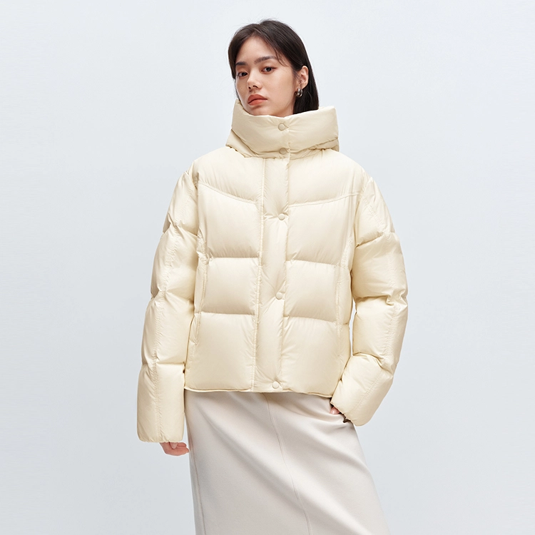 太平鸟 热气球保暖面包服外套连帽泡芙长款羽绒服 女款