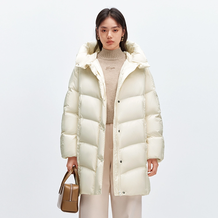 太平鸟 热气球保暖面包服外套连帽泡芙长款羽绒服 女款