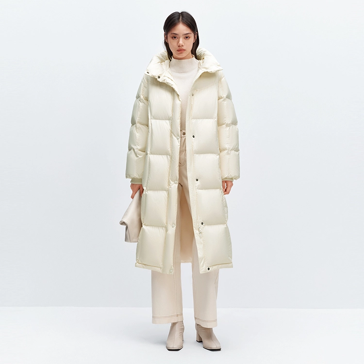 太平鸟 热气球保暖面包服外套连帽泡芙长款羽绒服 女款