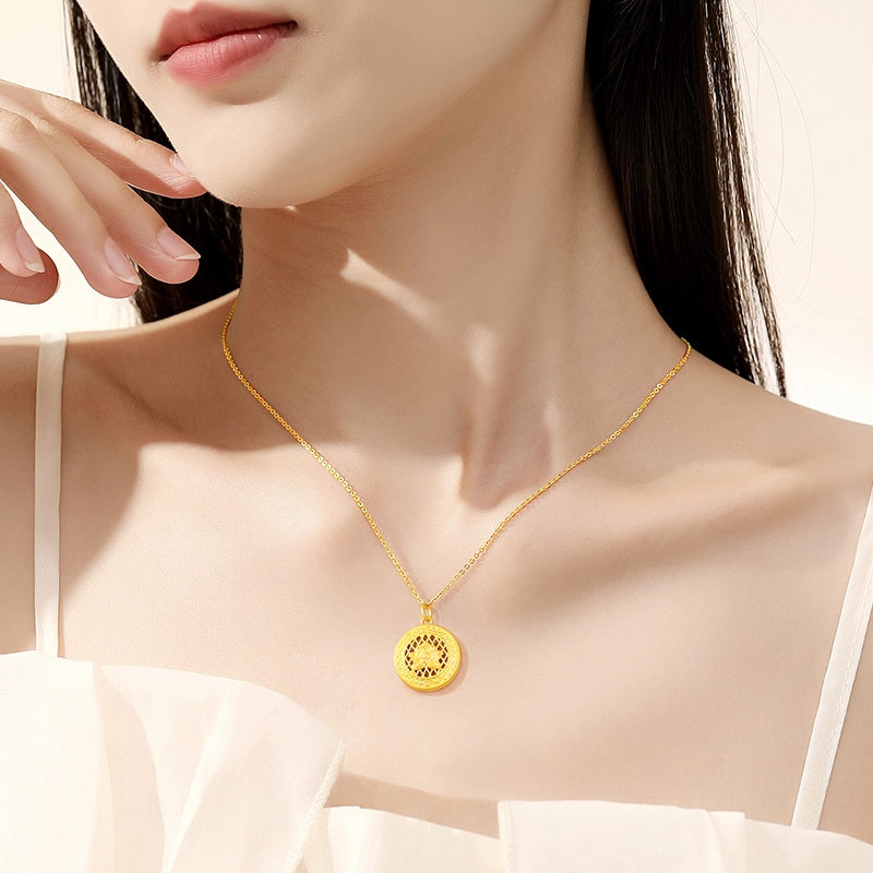 克拉太太 八宝莲花罗盘 足金 一口价 黄金吊坠 女款